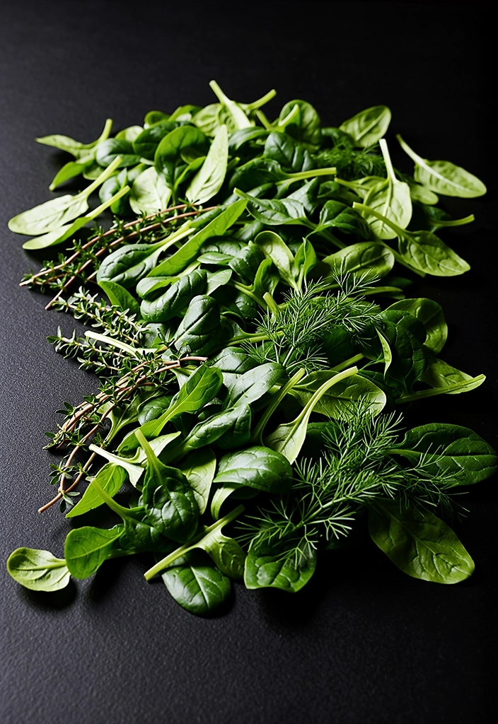 Frische Kräuter und Blattgemüse
